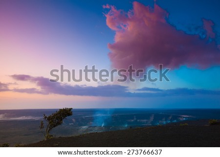 Volcano erupting at early sunrise at Hawaii Volcanoes National Park, Big Island, Hawaii