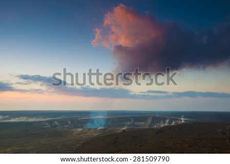 Volcano erupting at early sunrise at Hawaii Volcanoes National Park, Big Island, Hawaii