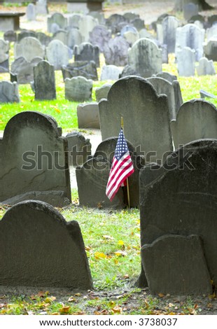 Historic landmark cemetery Granary Burying Ground, founded in 1660, in  Boston, Massachusetts