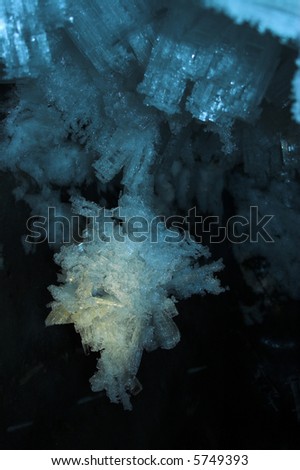 Snow and ice crystals in the underground permafrost mine