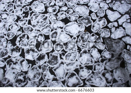 Rare round shaped ice in winter lake