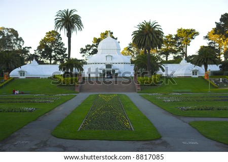 Conservatory of flowers in the park in San Francisco, California