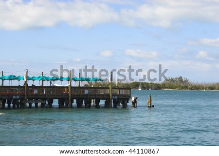 Restaurant dock on water in Key West, Florida