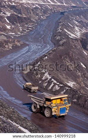 delivery by the motor transport of iron ore from a pit