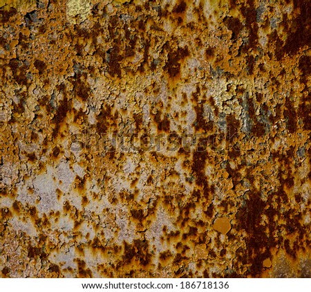 old rusty metal sheet covered with old paint residues