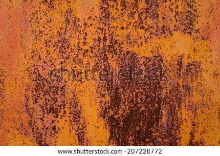 surface of old rusty metal sheet covered with old paint crumbling