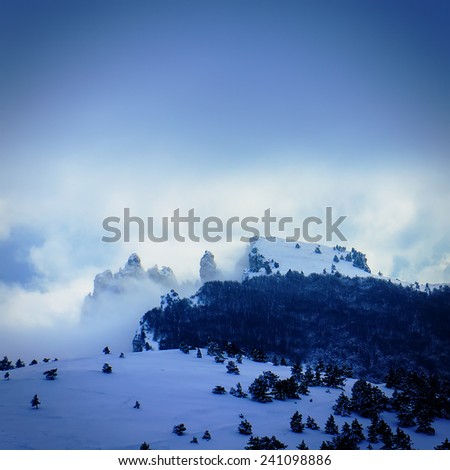 landscape in a mountainous area in the winter season