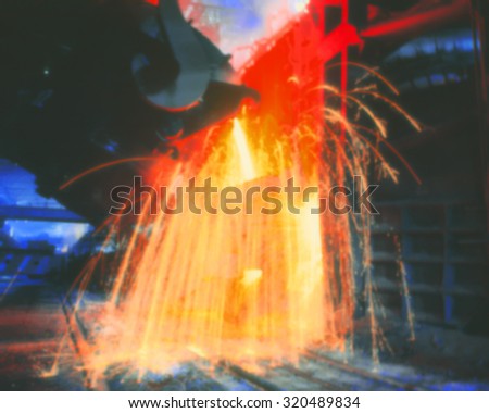 blurred background, casting pig iron in steel production
