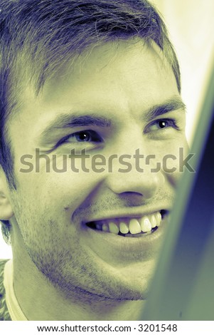 Portrait of  young, cheerful, smiling nice guy, close up