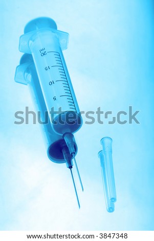 medical disposable syringe on white background