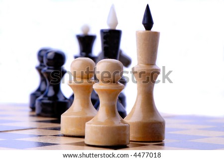 chess-men black and white on  chess board