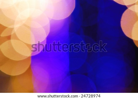 Composition of light spots of electric lamps of dark blue, blue, yellow colors