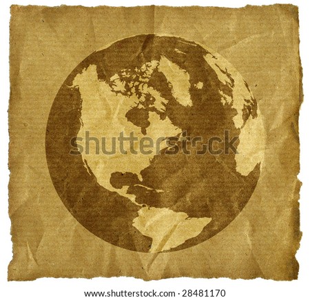 America map torn brown paper isolated on white background, ready for your message.