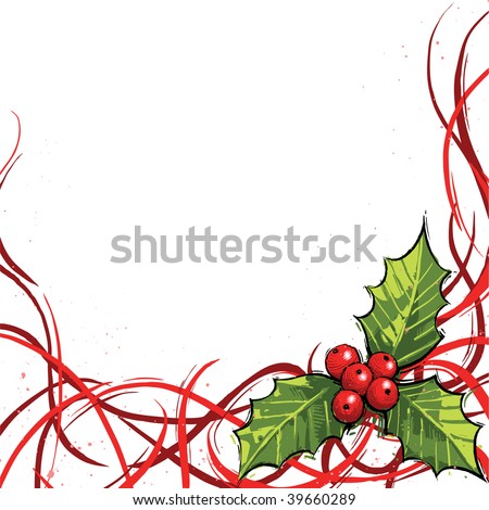 christmas stock images free. stock vector : free stroke style vector illustration: Christmas holly 