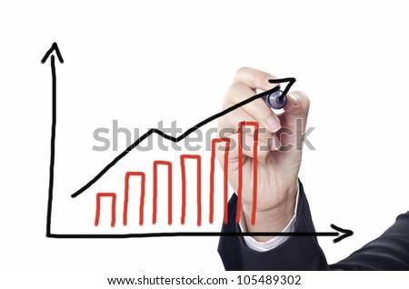 business woman drawing business chart on whiteboard