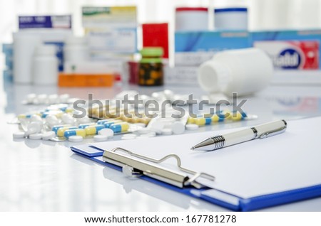 Doctor prescription and medicine