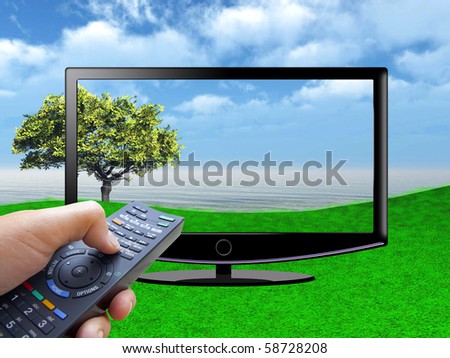 watch tv concept with hand