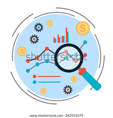 Business chart financial statistics market analysis concept Flat design style vector illustration Business chart financial statistics market analysis concept Flat design style vector illustration