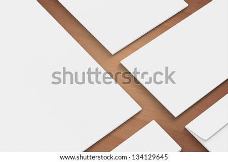 Blank Envelopes Business card folder isolated on wooden background close view