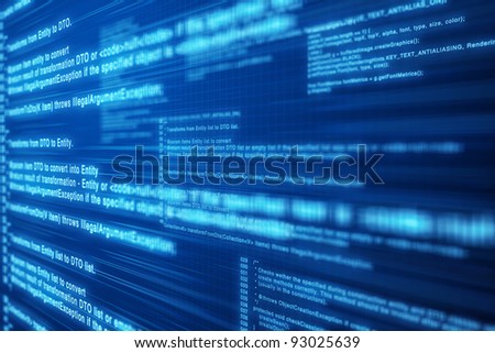 Computer code blue screen.