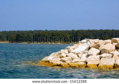 Photo of stone dam protecting beach from the Mediterranean sea waves