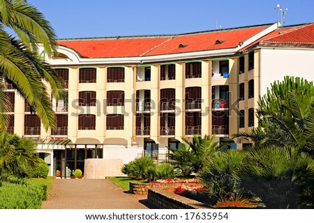 View on the the hotel building in the Mediterranean country