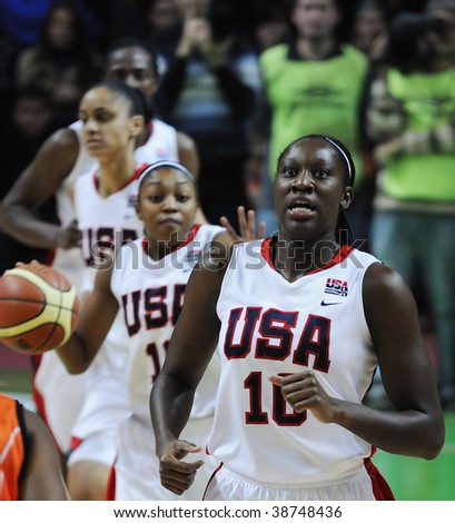 YEKATERINBURG, RUSSIA - OCT 11. Tina Charles, USA team during basketball game between UMMC (Yekaterinburg, Russia) and USA National Team on UMMC Cup contest. USA won 78:63 on October 11, 2009.