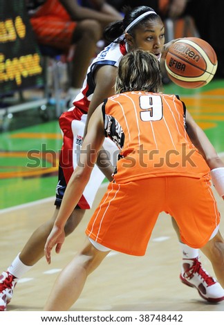 YEKATERINBURG, RUSSIA - OCT 11. Women basketball game between UMMC (Yekaterinburg, Russia) and USA National Team on UMMC Cup contest. USA won 78:63 on October 11, 2009.