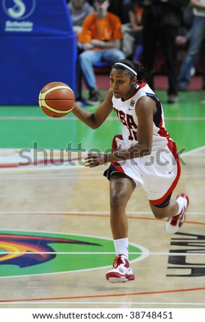 YEKATERINBURG, RUSSIA - OCT 11. Tina Charles, USA team during basketball game between UMMC (Yekaterinburg, Russia) and USA National Team on UMMC Cup contest. USA won 78:63 on October 11, 2009.