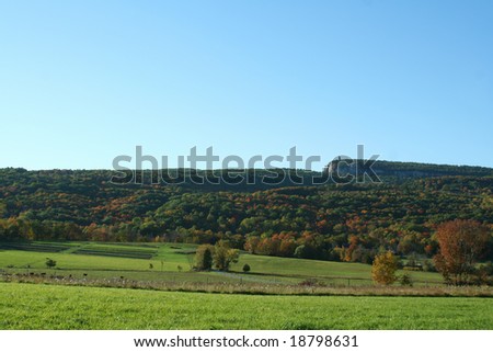 View of scenic Ulster County, NY in autumn. Shawangunk \