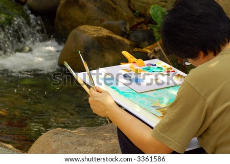 A lady artist at work