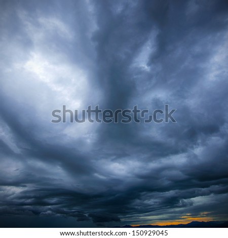 Background of dark clouds before a thunderstorm