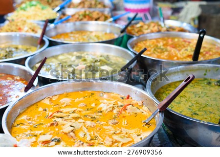 Many kind of Thai food sell in street market , Thailand