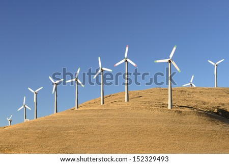 Wind turbines in the golden hills of California