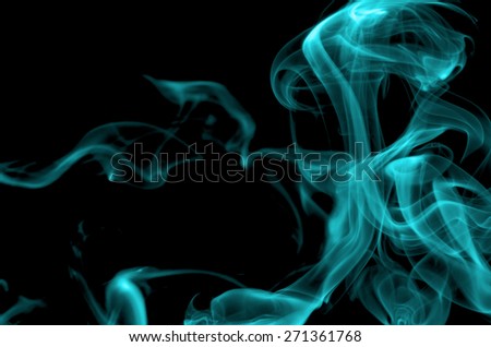 Abstract Turquoise Smoke Figures closeup on Black background