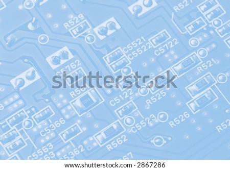 Washed out in blue printed circuit board. Great for black text