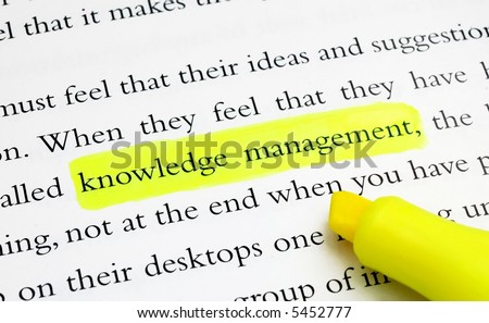 The word knowledge management highlighted with a yellow marker