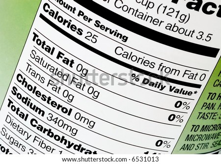 Nutrition label on a can of tomatoes