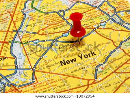  Pins on New York Map With Push Pin Stock Photo 10072954   Shutterstock