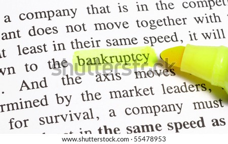 Bankruptcy text highlighted with a marker