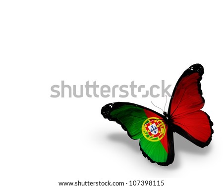 stock photo : Portuguese flag butterfly, isolated on white background