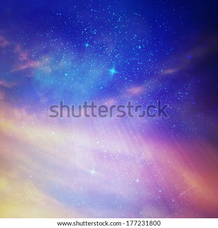 The color star sky with clouds, background