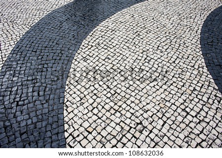Black and Beige vintage square mosaic cobblestone pavement with