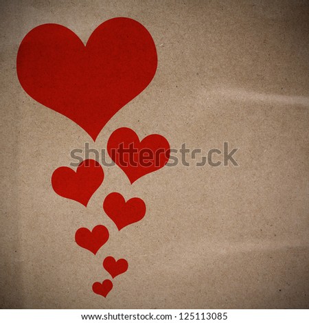 Heart design on Recycle paper texture background