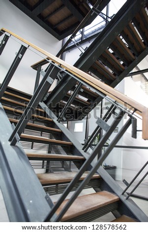 Wood and metal stairs
