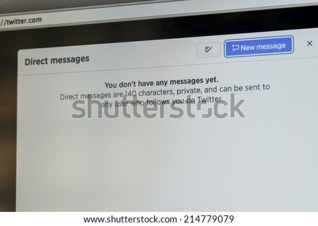 THAILAND - SEPTEMBER 2, 2014: Twitter page compose new message view on web browser.