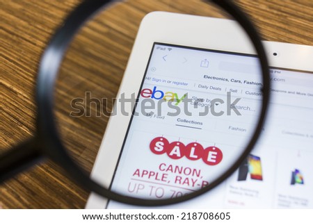 CHIANG MAI, THAILAND - September 17, 2014: Close up of ebay.com website on a Apple iPad Air screen. ebay is one of the largest online auction and shopping websites.