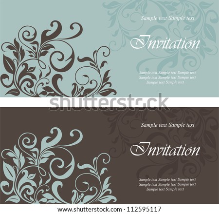 Set of floral invitation cards Set of floral invitation cards
