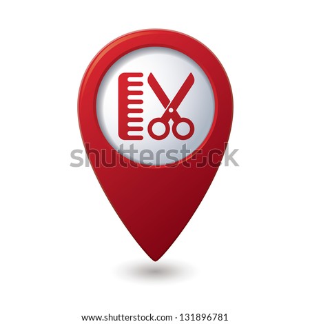 Map pointer with hair salon icon Vector illustration Map pointer with hair salon icon Vector illustration