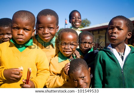 MALOLOTJA, SWAZILAND-JULY 31: Unidentified orphan schoolboys on July 31, 2008 in Malolotja Government School, Malolotja, Swaziland. Close to 10% of Swazilands population are orphans, due to HIV/AIDS.